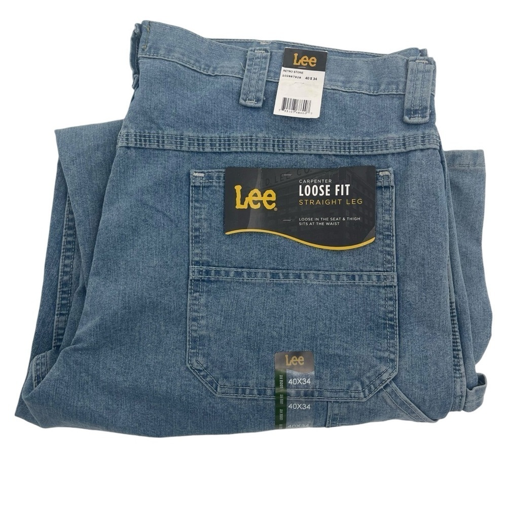 Lee Mens Size 40X34 Carpenter Loose Fit Straight Leg Retro Stone denim jeans NWT